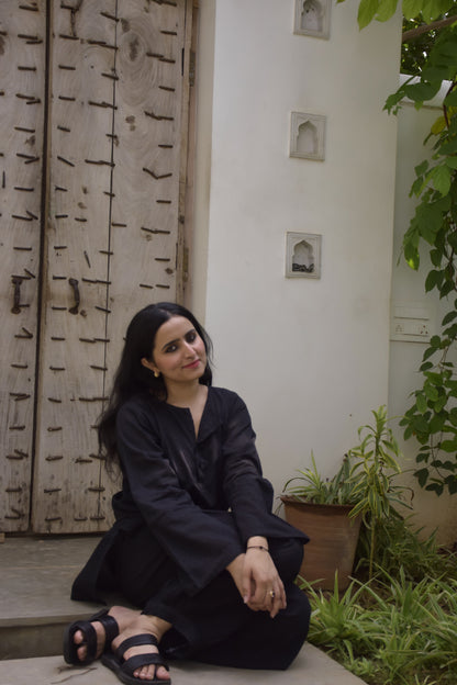The lazy Sunday black tunic set