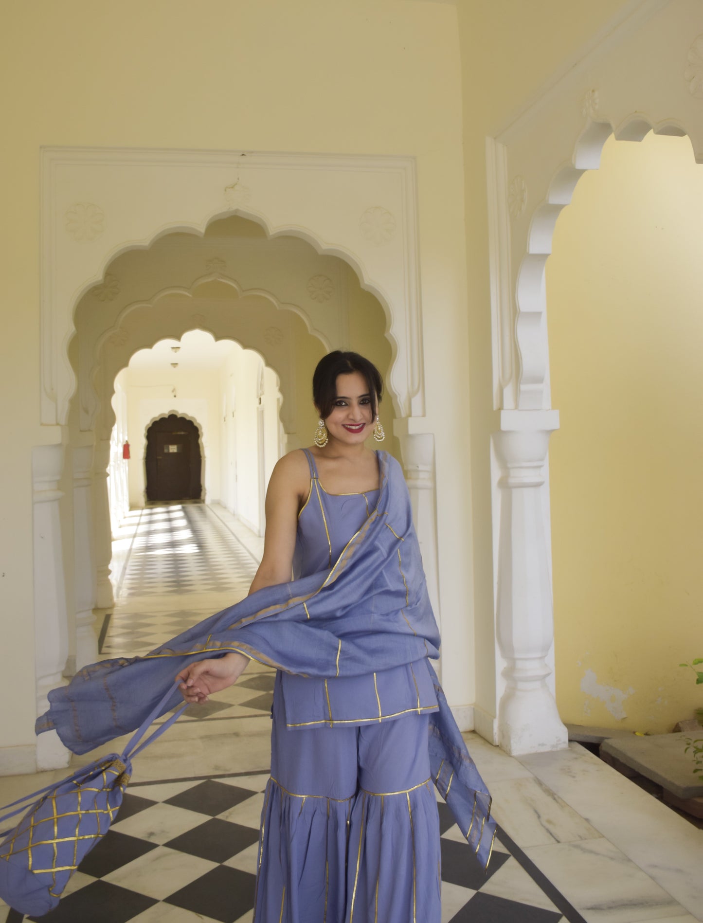 Cornflower Blue Sharara Set