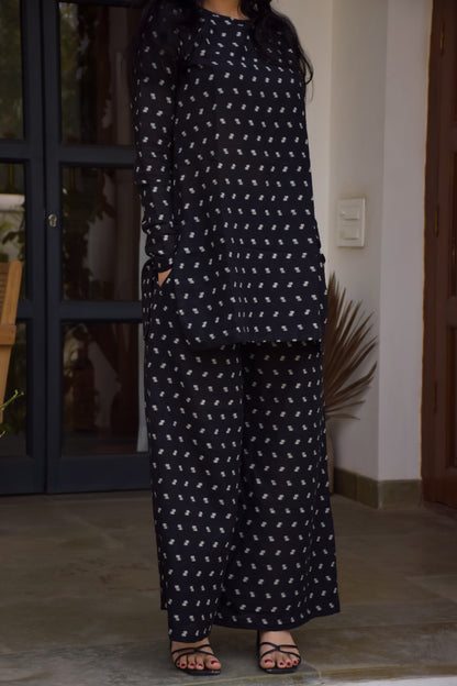 Nero Black cotton dobby co-ord set