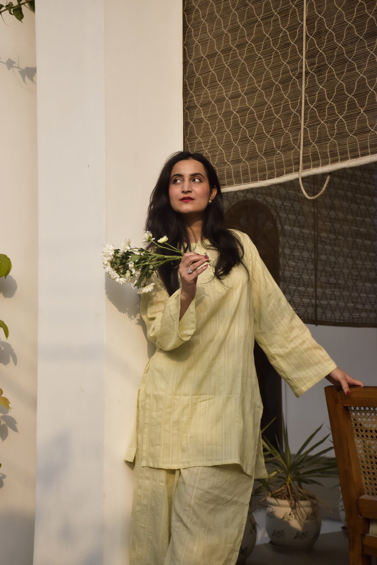 Amber Cream Colour Cotton Kurta Set