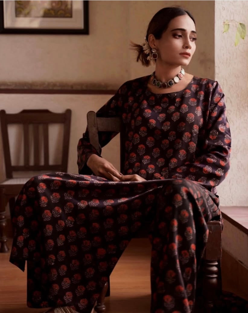 Black Ajrakh Suit