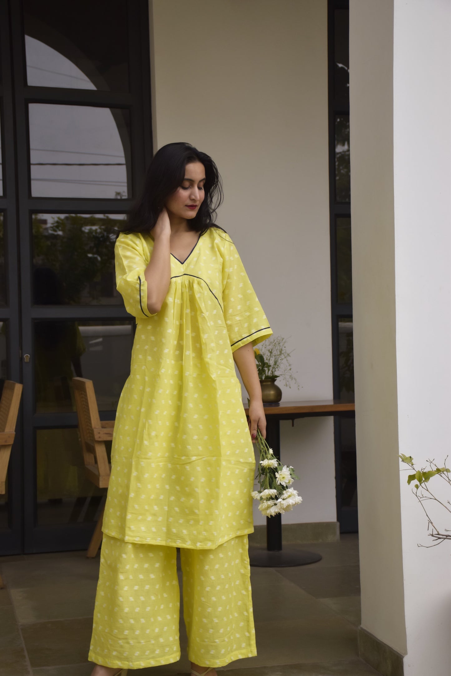 Ruby Butter Yellow Cotton Kurta Set