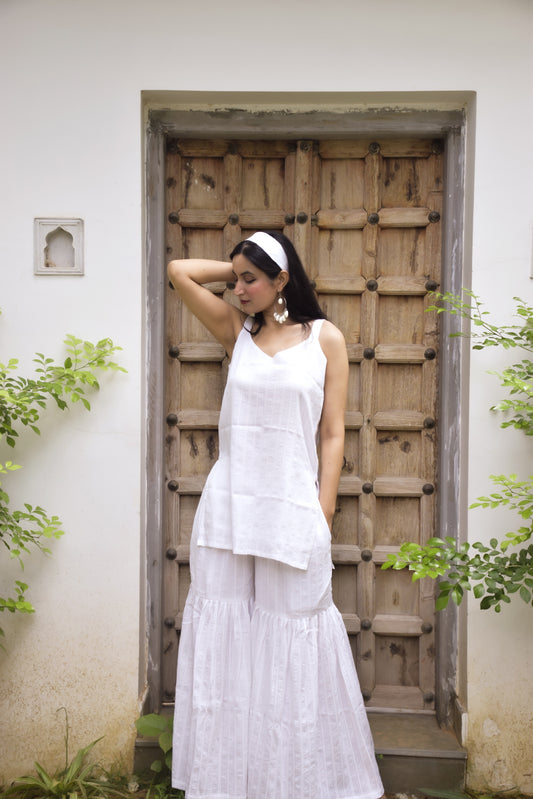 Scarlet White Sharara Set