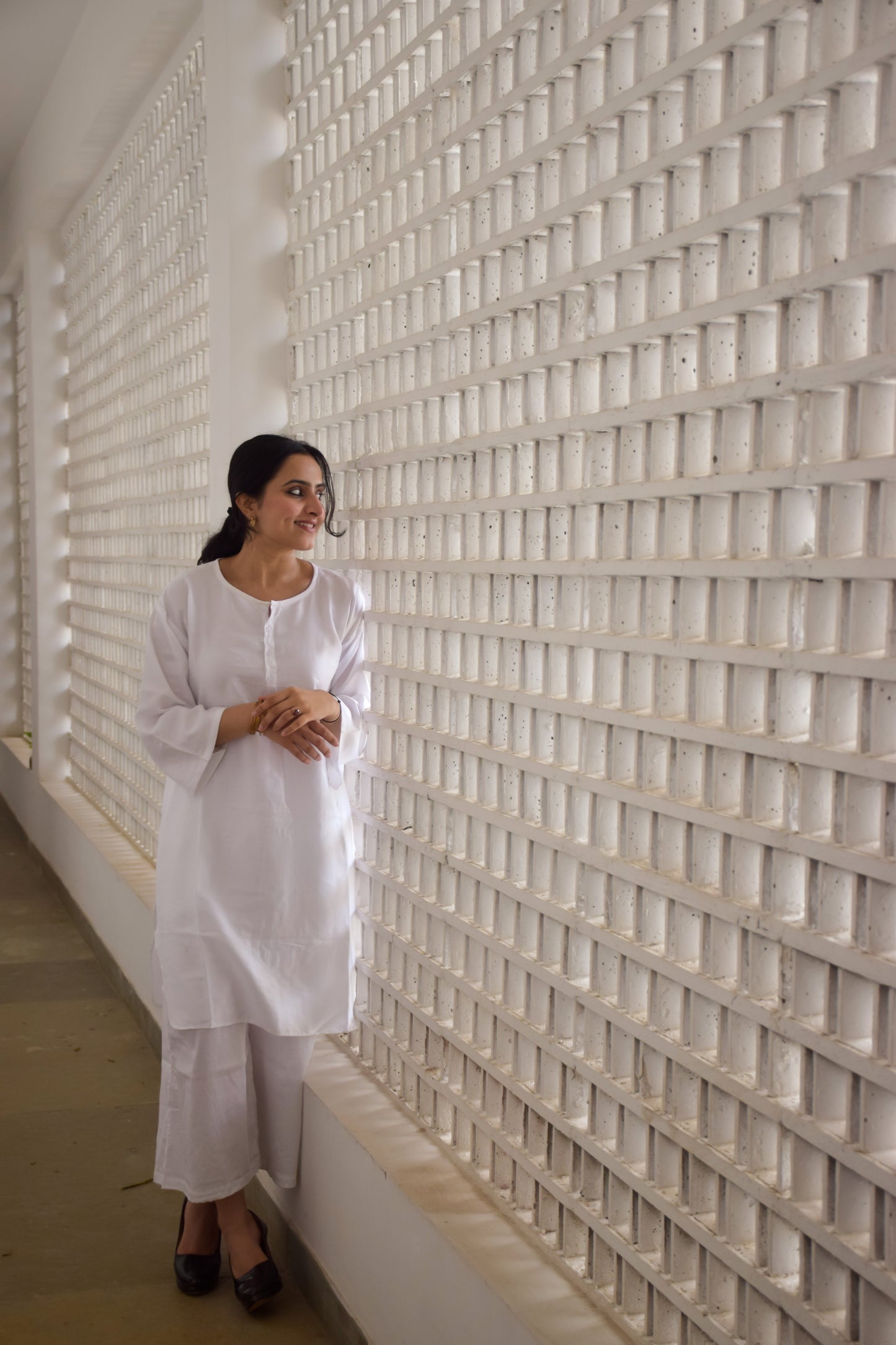 Mahira White Cotton Kurta Set