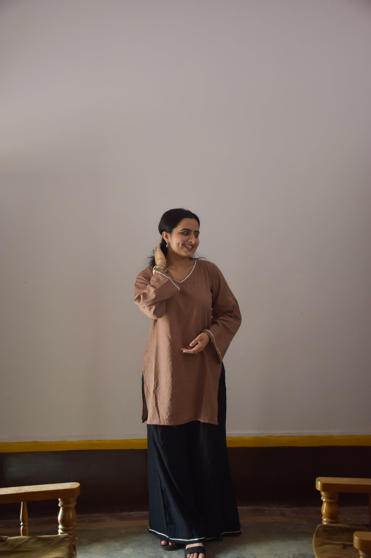 Brown & Black Kurta Set