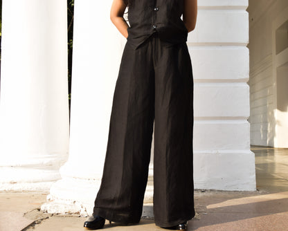 ANNA BLACK LINEN CO-ORD SET