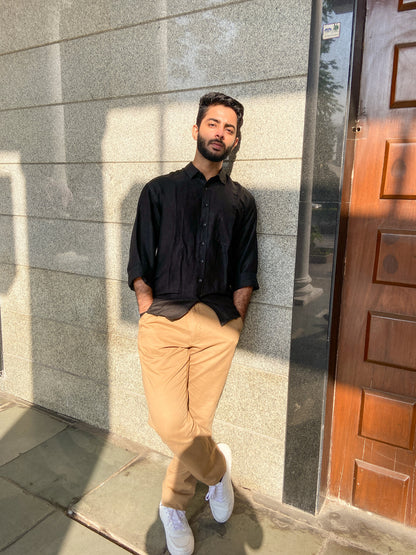 BLACK LINEN SHIRT